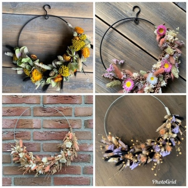 Workshop hanger met droogbloemen